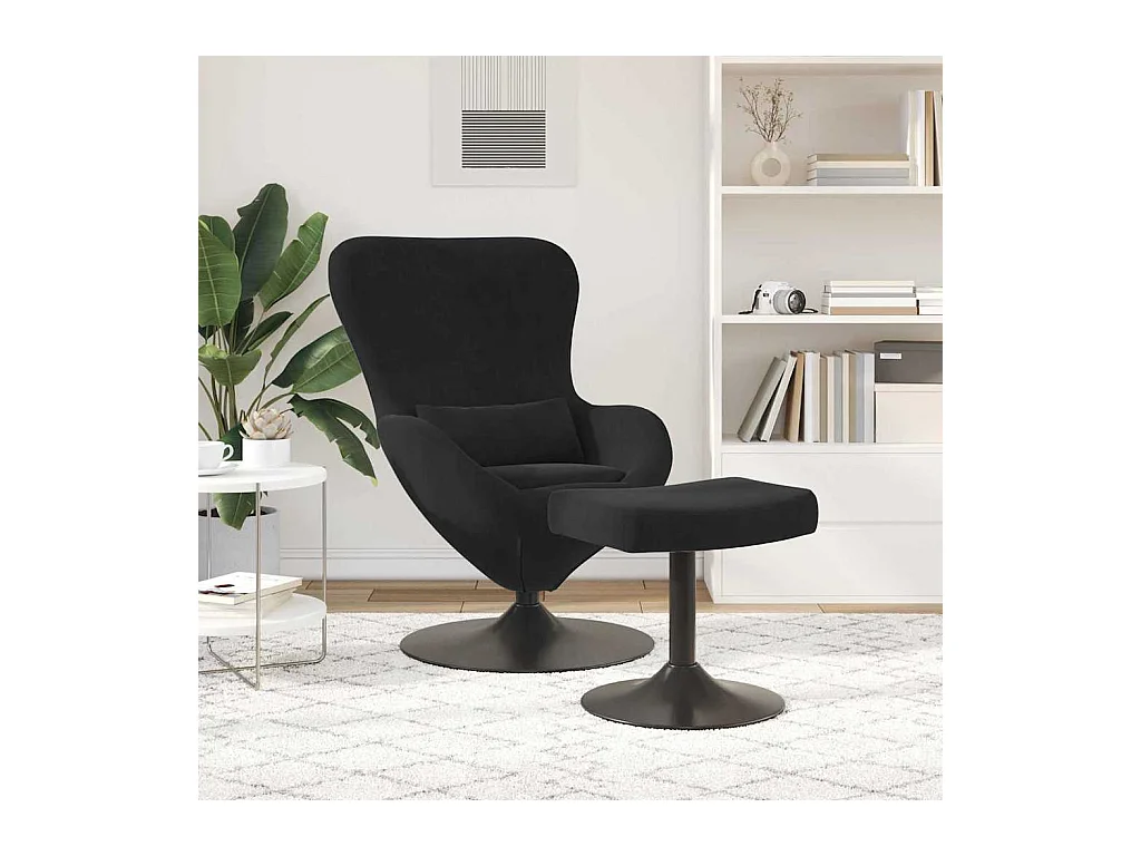 Cadeira Relax | Cadeira com Puff Preto 63x73x90 cm Veludo SHL126774