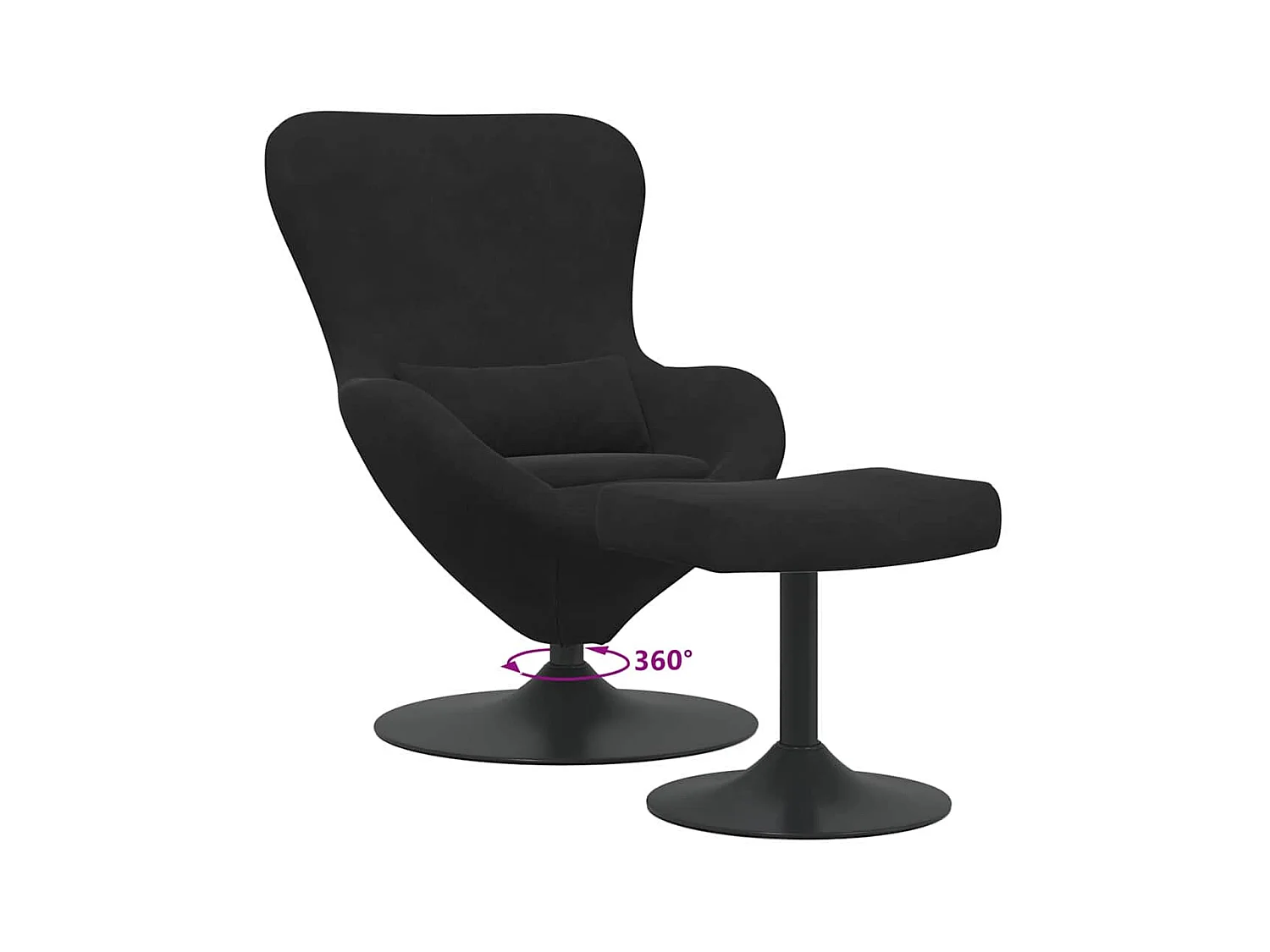 Cadeira Relax | Cadeira com Puff Preto 63x73x90 cm Veludo SHL126774