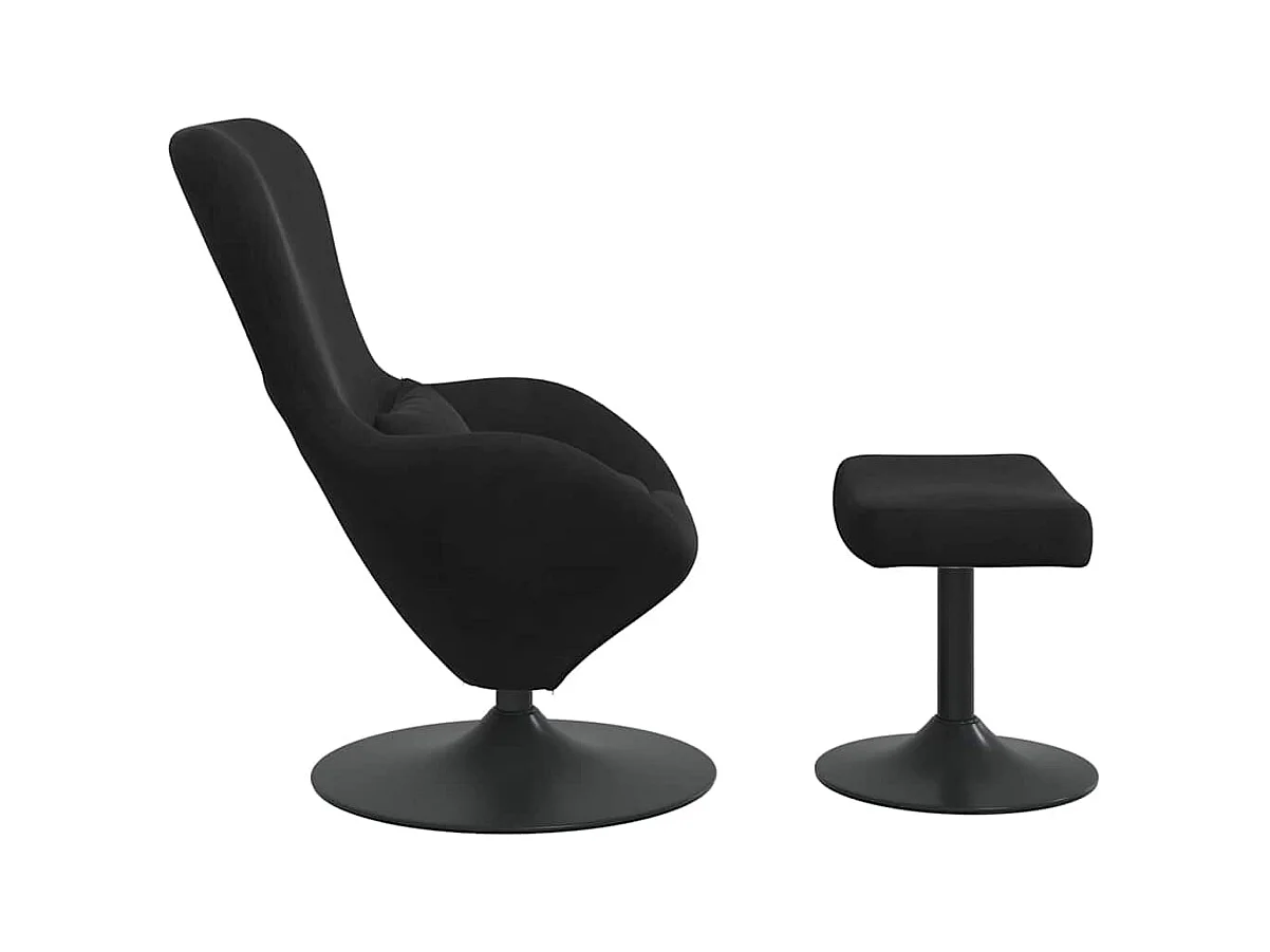 Silla de relax | Sillón Huevo con Puff Negro 63x73x90 cm Terciopelo SHL9432