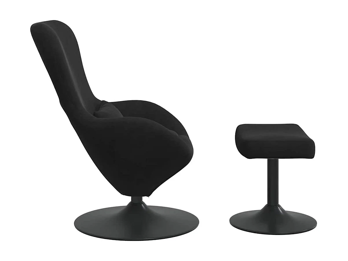 Silla de relax | Sillón Huevo con Puff Negro 63x73x90 cm Terciopelo SHL9432