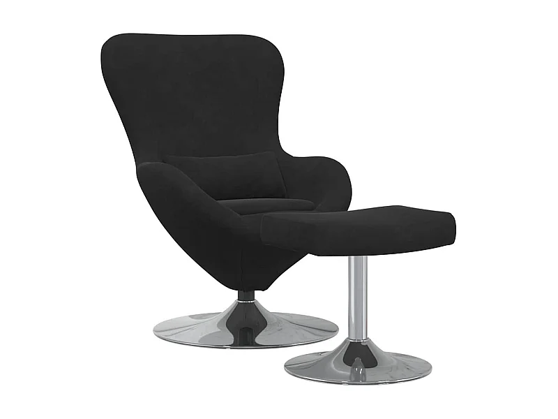 Fauteuil de Salon-Chaise-Fauteuil œuf avec repose-pieds Noir 63x73x90 cm Velours SHL5181