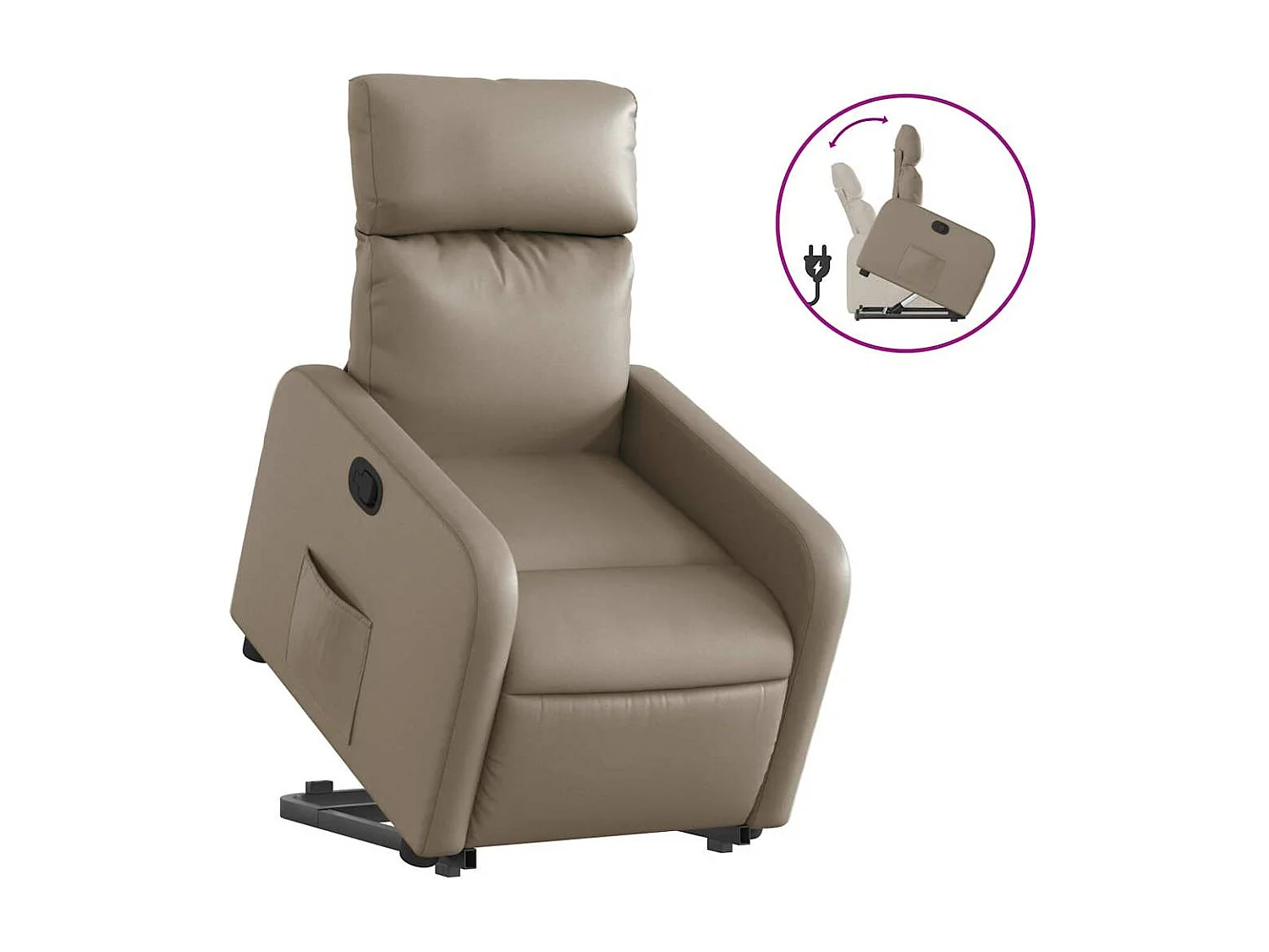 Relaxsessel | Lounge Sessel für Wohnzimmer mit Aufstehhilfe Cappuccino-Braun Kunstleder SHL52208