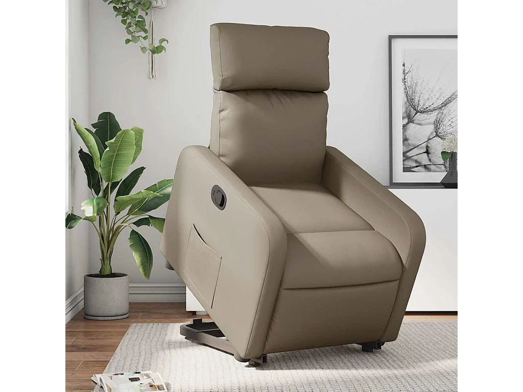 Relaxsessel | Lounge Sessel für Wohnzimmer mit Aufstehhilfe Cappuccino-Braun Kunstleder SHL52208