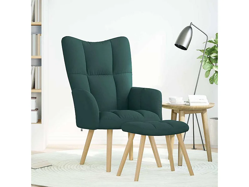 Sillón de relax | Silla de relax con taburete tela verde oscuro SHL2598