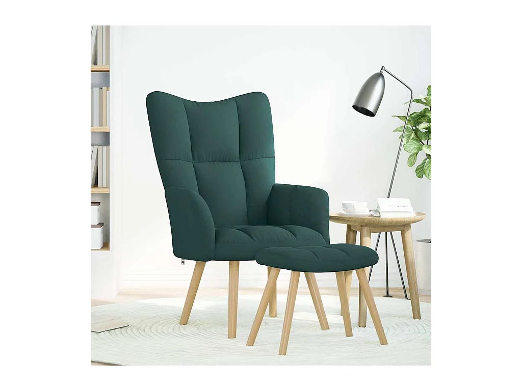 Sillón de relax | Silla de relax con taburete tela verde oscuro SHL2598