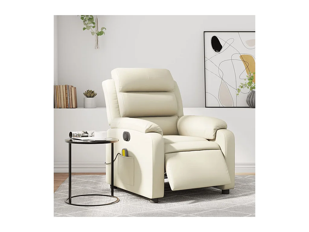 Sillón de salón | Silla | Sillón de masaje reclinable eléctrico cuero sintético crema SHL5484