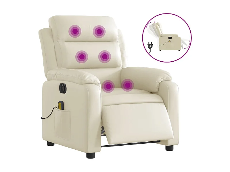 Fauteuil inclinable électrique-Fauteuil de massage pour Salon crème similicuir SHL3057