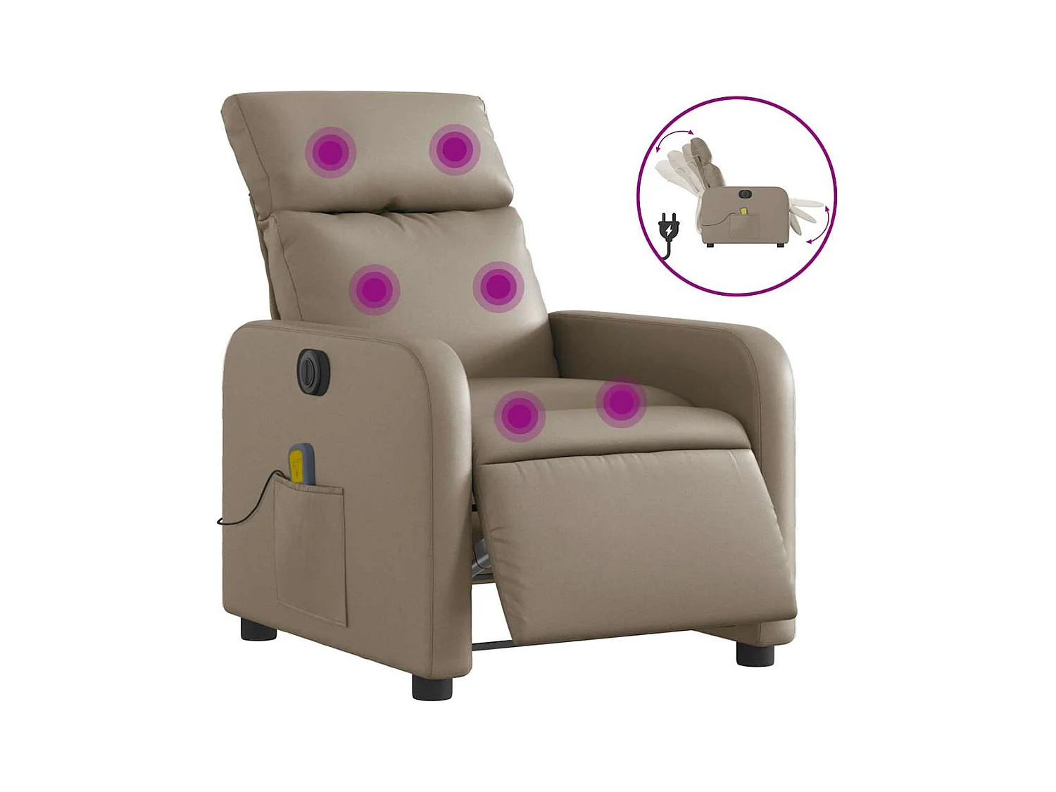 Sillón de relax | Sillón reclinable de masaje eléctrico cuero sintético capuchino SHL8545