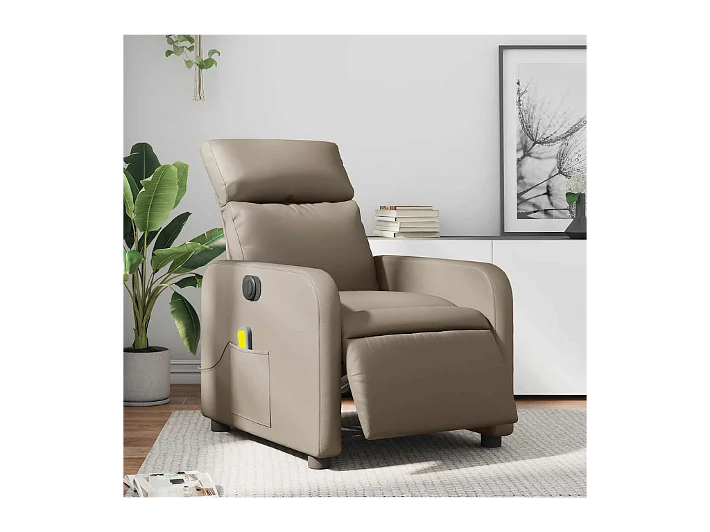 Sillón de relax | Sillón reclinable de masaje eléctrico cuero sintético capuchino SHL8545