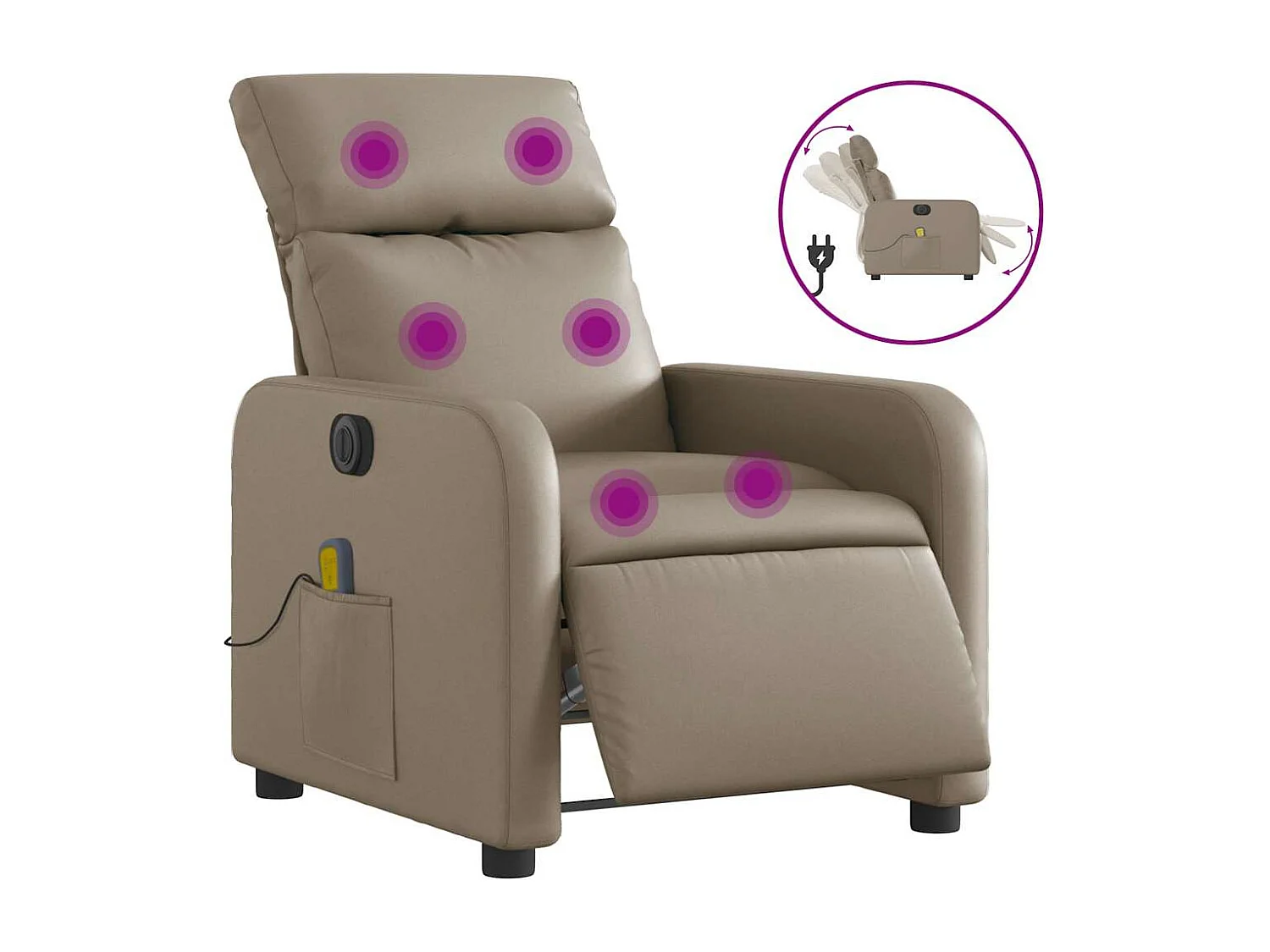 Fauteuil inclinable électrique-Fauteuil de massage de Salon cappuccino similicuir SHL2775