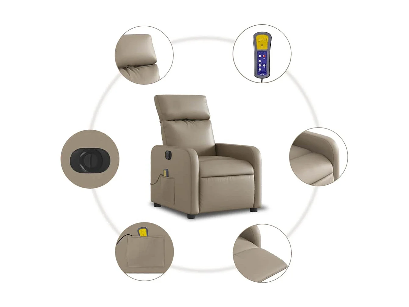 Fauteuil inclinable électrique-Fauteuil de massage de Salon cappuccino similicuir SHL2775