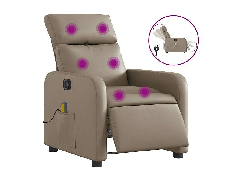 Fauteuil inclinable électrique-Fauteuil de massage de Salon cappuccino similicuir SHL2775