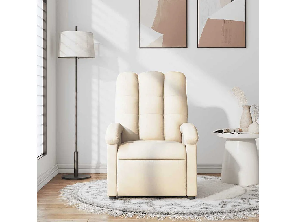 Fauteuil inclinable-Chaise de relax-Fauteuil de Massage Crème Tissu SHL3247