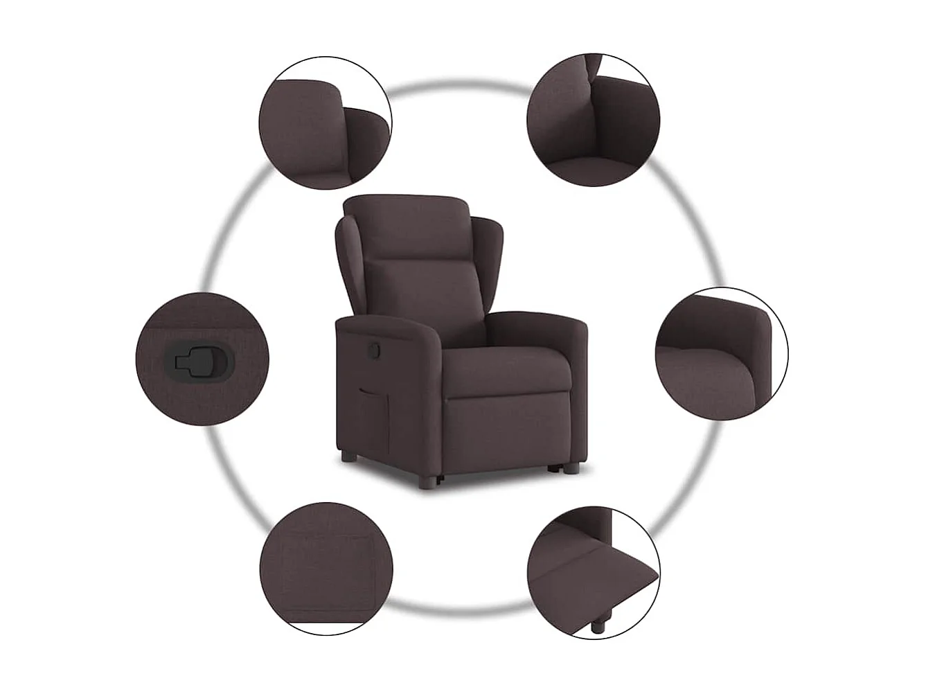 Fauteuil inclinable-Chaise de relax-Fauteuil TV marron foncé tissu SHL4413