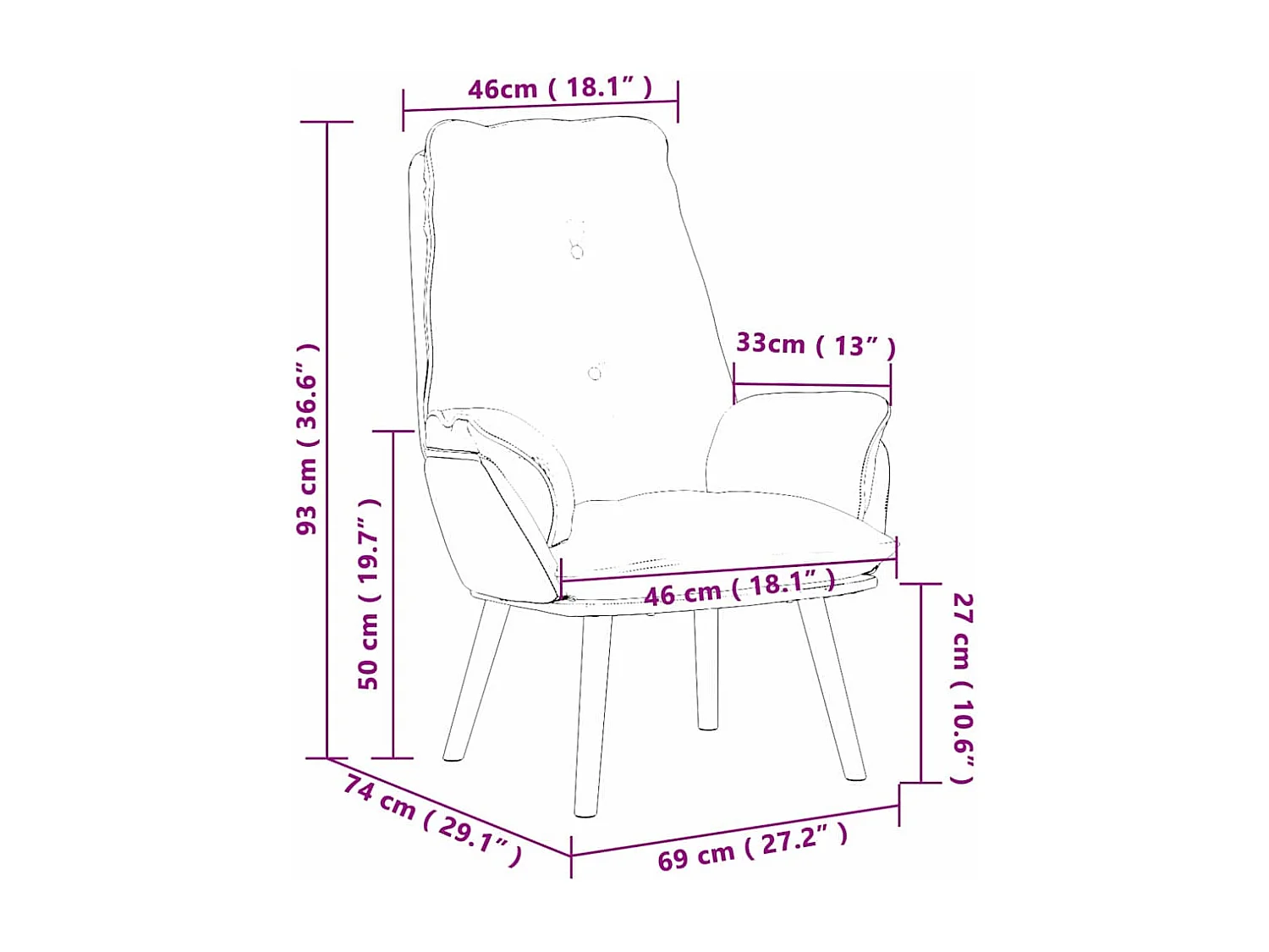 Sillón de relax | Silla Relax | Sillón de salón Gris oscuro 69x74x93 cm tela SHL7163