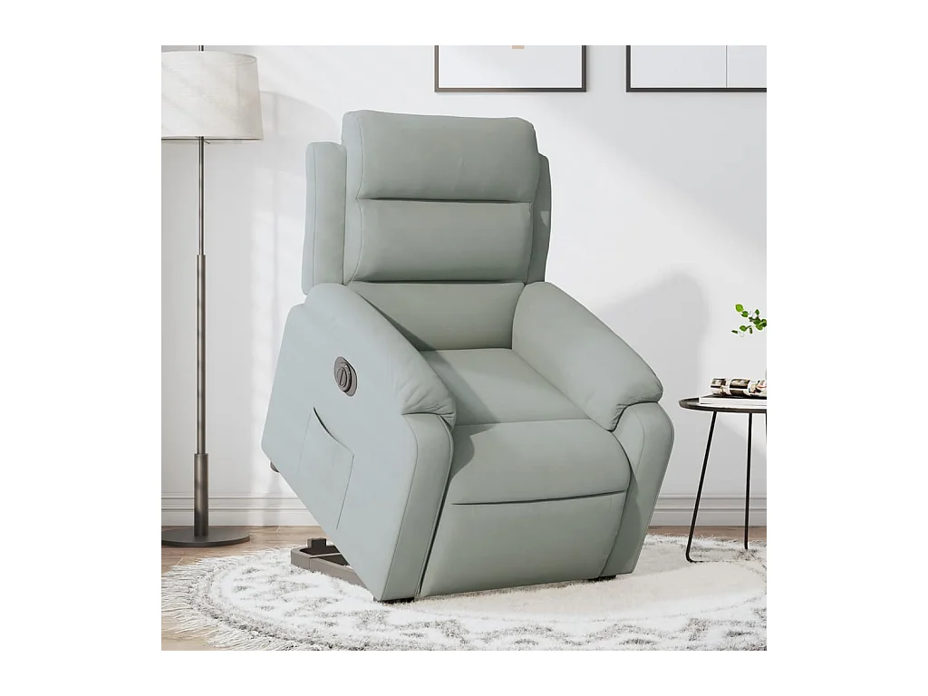 Silla de relax | Sillón eléctrico reclinable elevable de terciopelo gris claro SHL6307