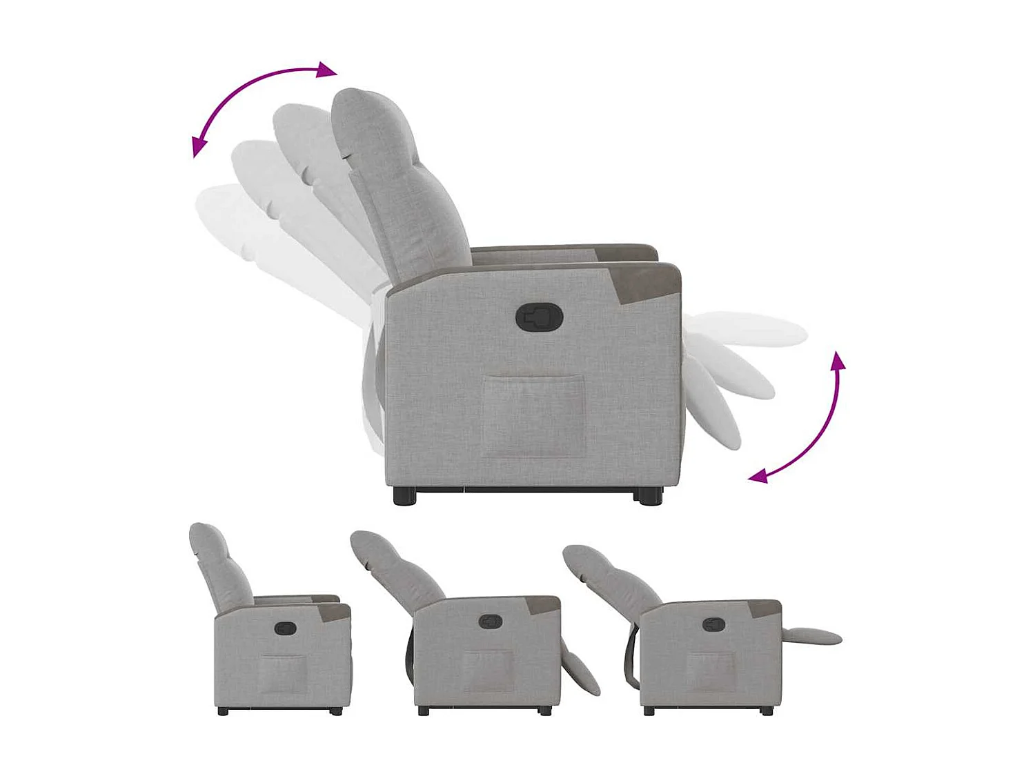 Fauteuil inclinable-Chaise de relax-Fauteuil TV gris nuage tissu SHL3705