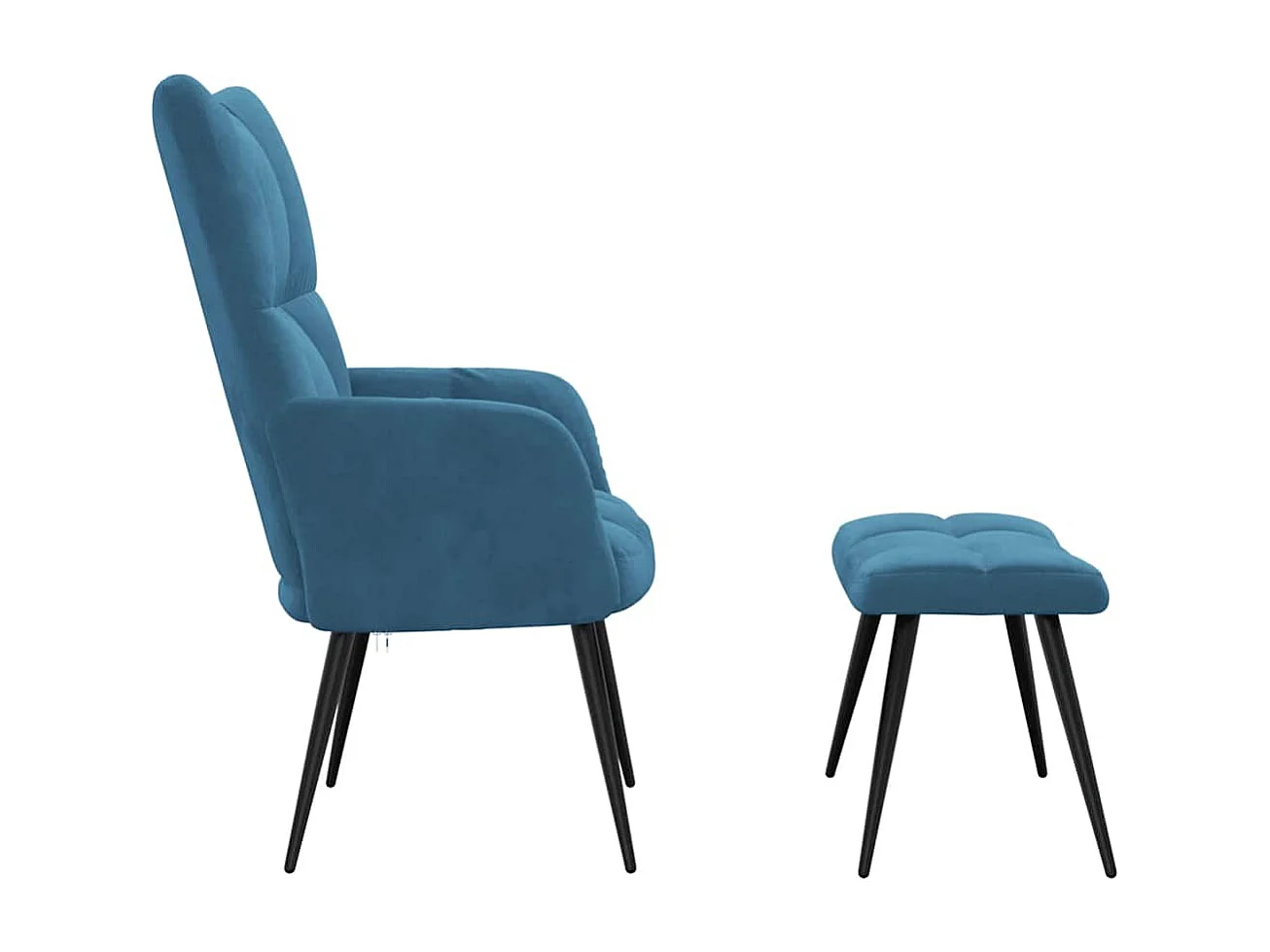 Relaxsessel mit Hocker | Lounge Sessel Blau Samt SHL78381