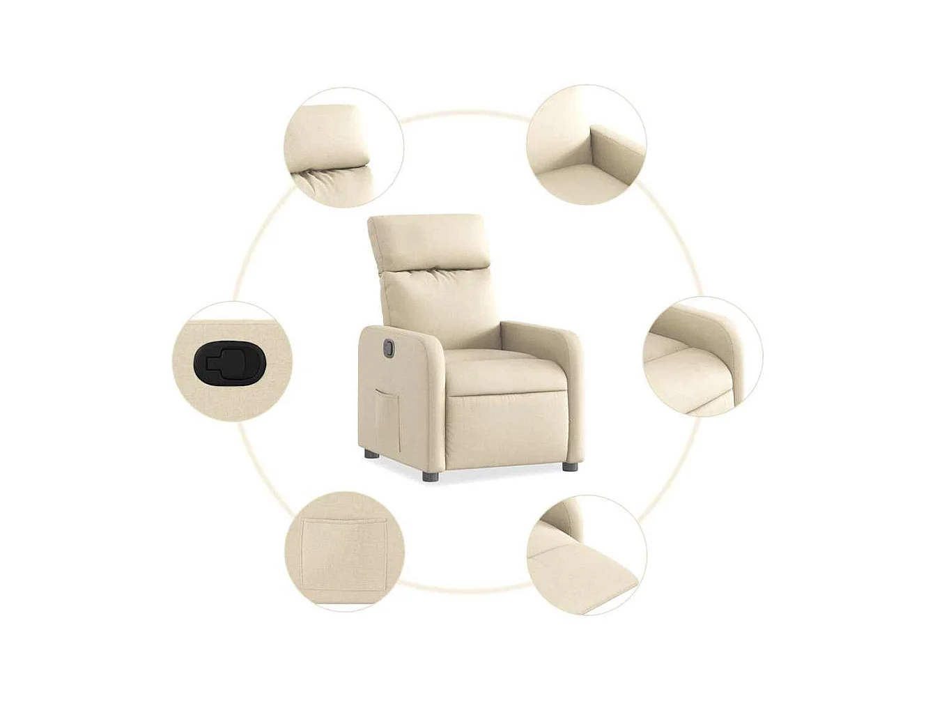 Sillón de relax | Sillón reclinable de tela crema SHL4070