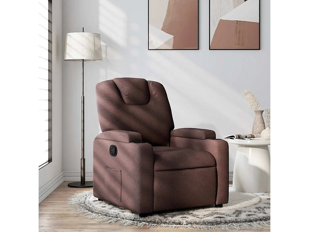 Relaxsessel | Lounge Sessel für Wohnzimmer Dunkelbraun Stoff SHL96246