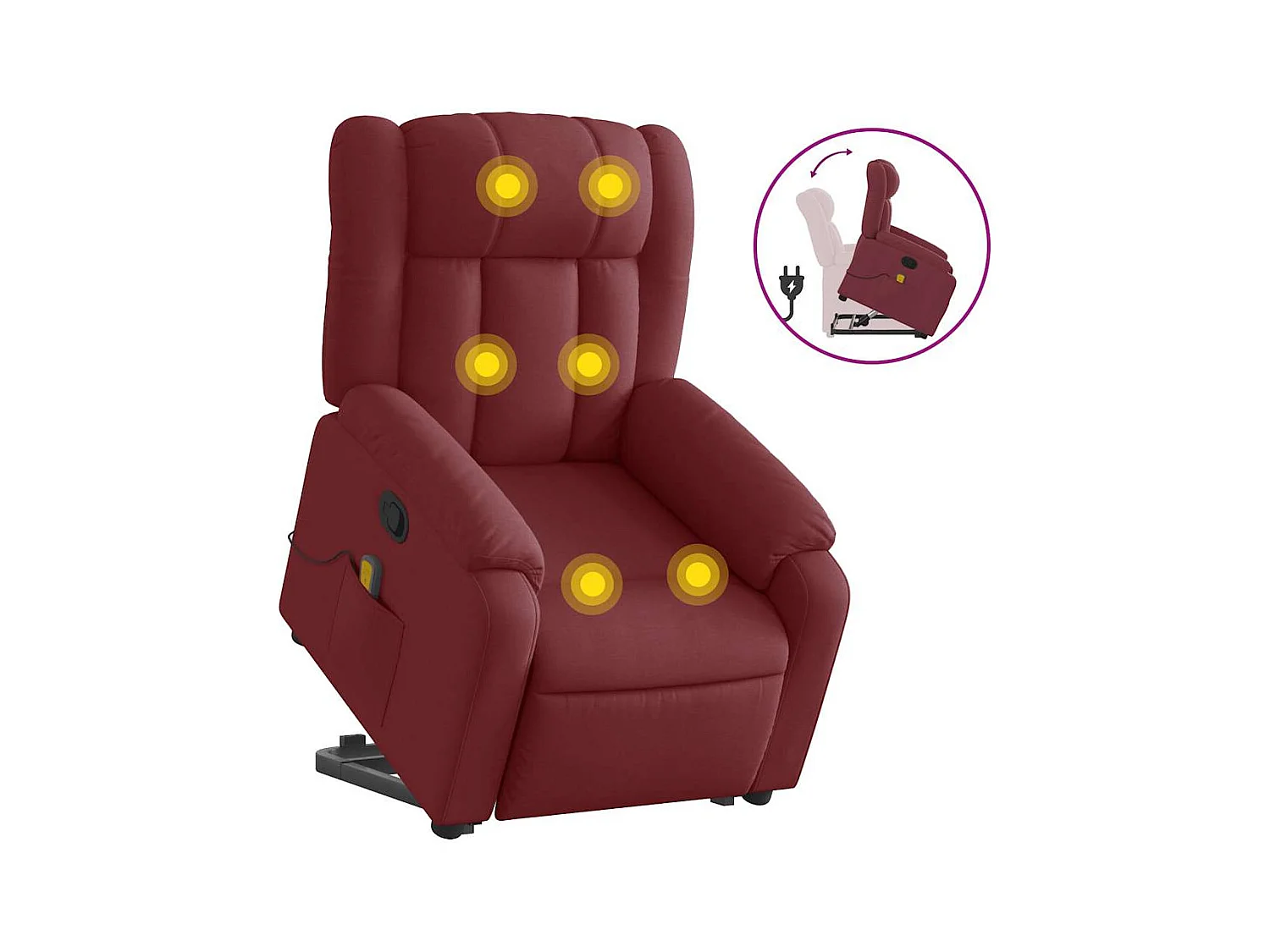 Fauteuil inclinable-Chaise de relax-Fauteuil de Massage Rouge bordeaux Tissu SHL3658