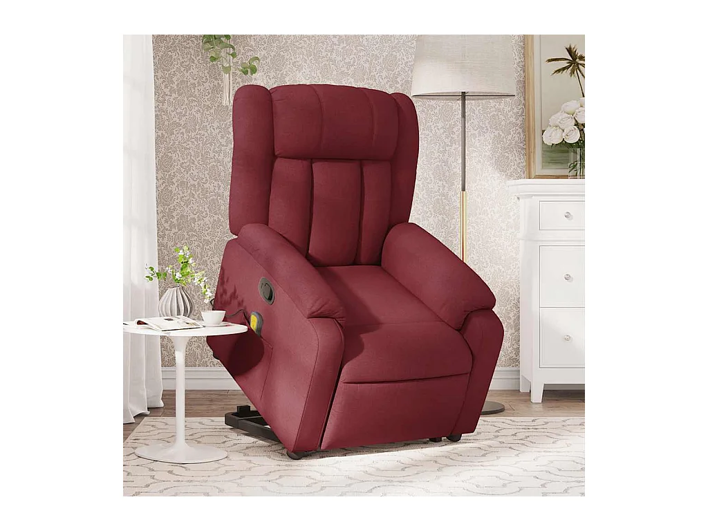 Fauteuil inclinable-Chaise de relax-Fauteuil de Massage Rouge bordeaux Tissu SHL3658
