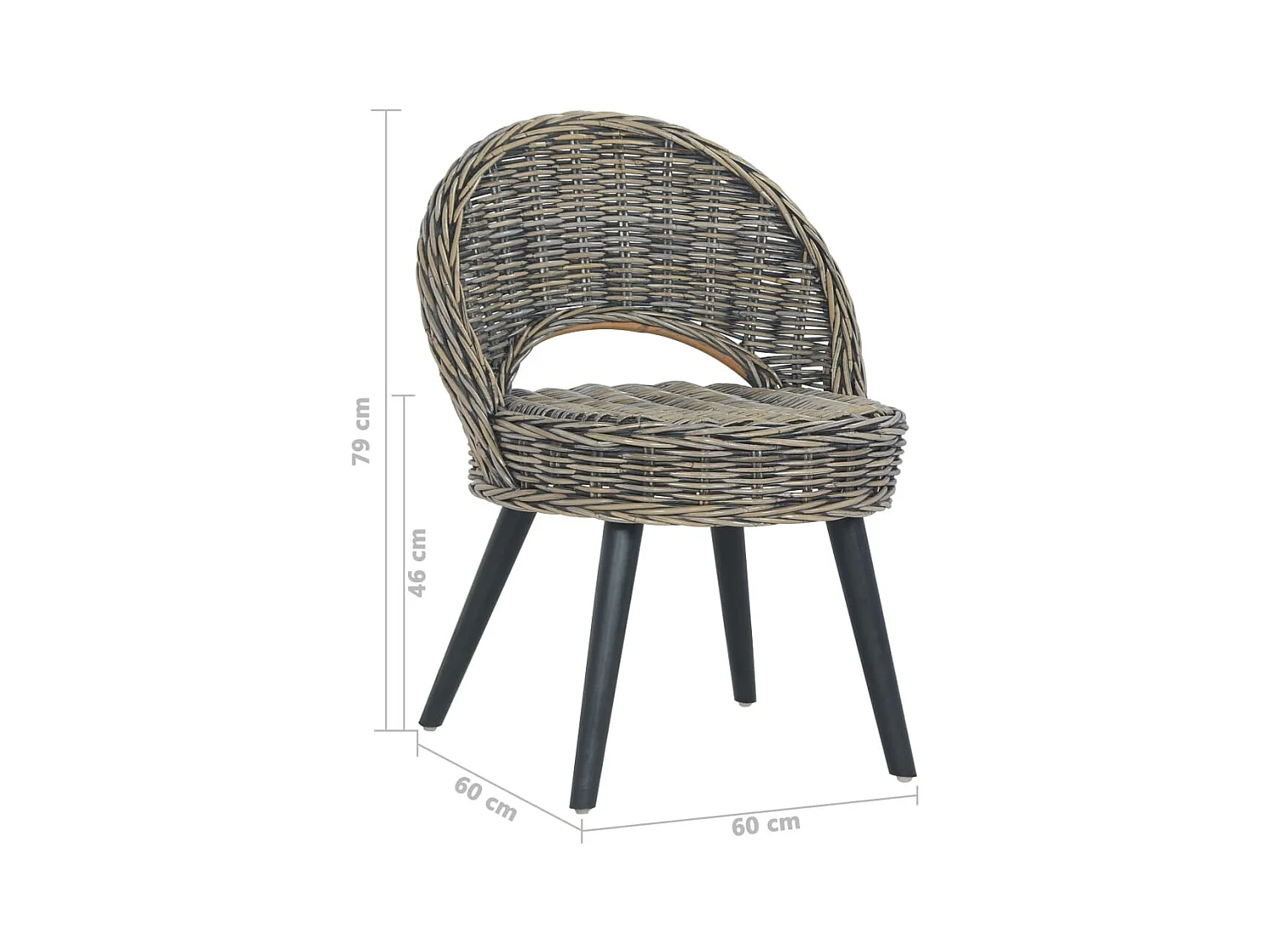 Fauteuil de salon-Chaise de canapé rotin kubu noir SHL3330