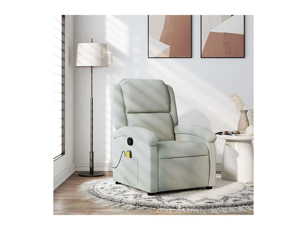 Fauteuil inclinable-Chaise de relax-Fauteuil de Massage gris clair velours SHL3727