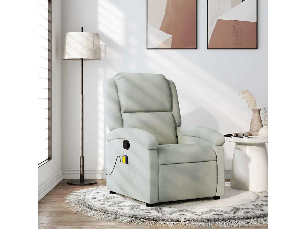 Fauteuil inclinable-Chaise de relax-Fauteuil de Massage gris clair velours SHL3727