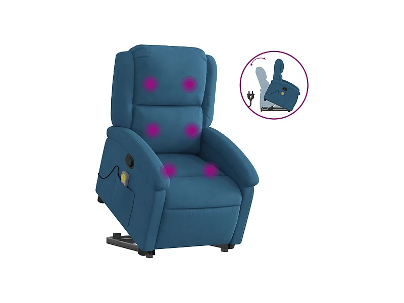 Fauteuil inclinable-Chaise de relax-Fauteuil de Massage Bleu Velours SHL4929