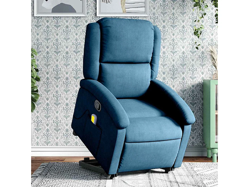 Fauteuil inclinable-Chaise de relax-Fauteuil de Massage Bleu Velours SHL4929