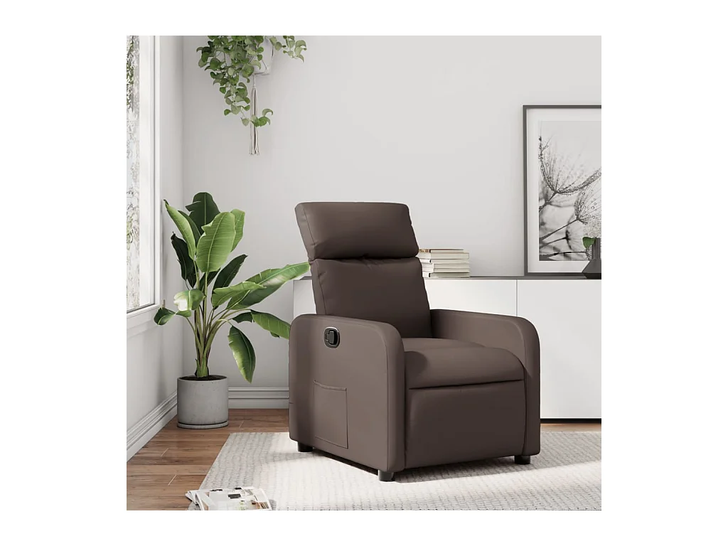 Sillón de relax | Sillón reclinable de cuero sintético marrón SHL6086