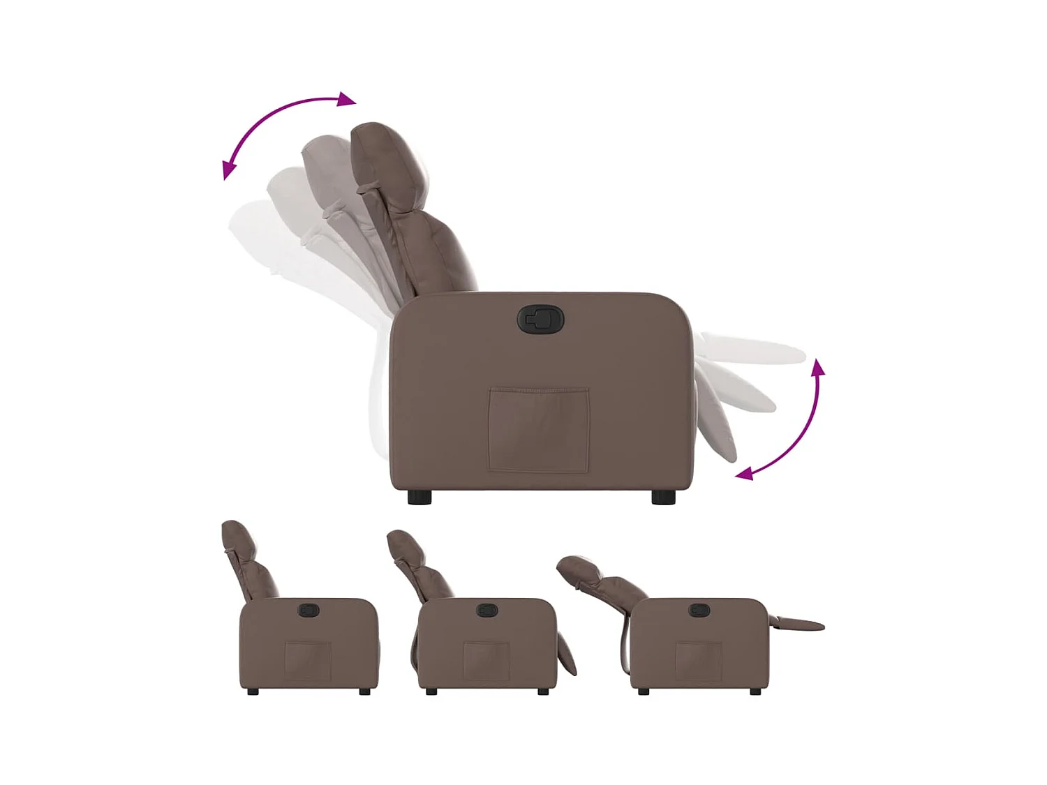 Sillón de relax | Sillón reclinable de cuero sintético marrón SHL6086