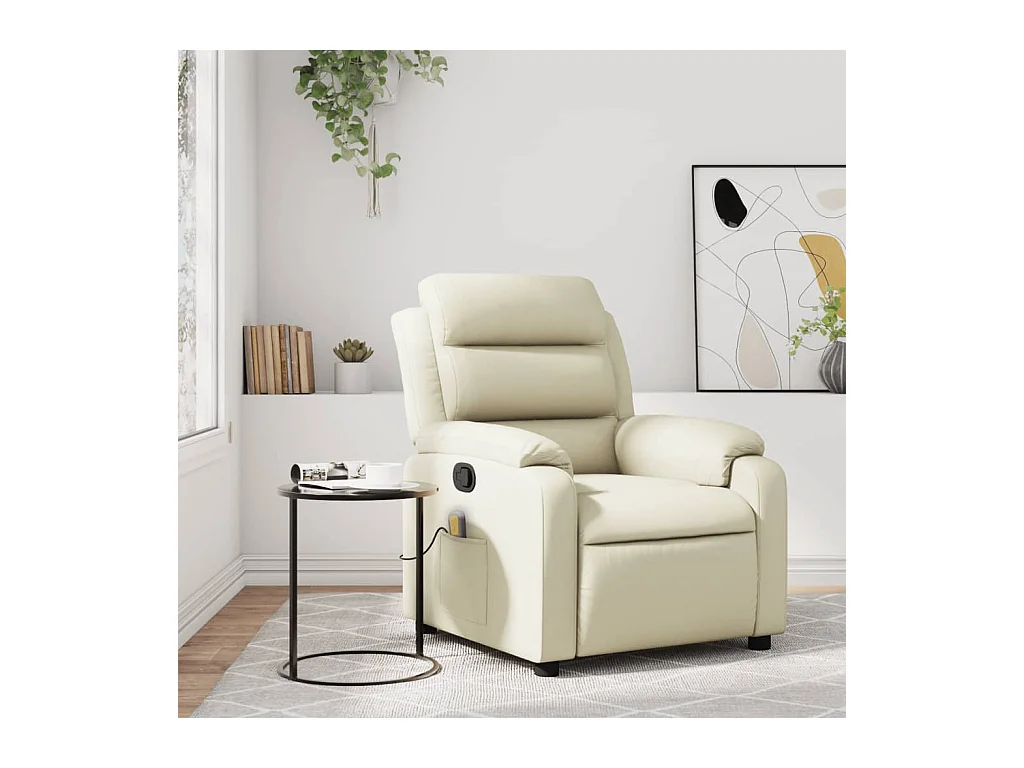 Fauteuil inclinable-Chaise de relax-Fauteuil de Massage crème similicuir SHL1622