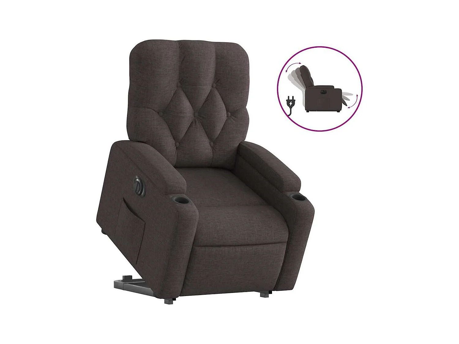 Fauteuil inclinable électrique-Chaise de relax-Fauteuil salon marron foncé tissu SHL4044