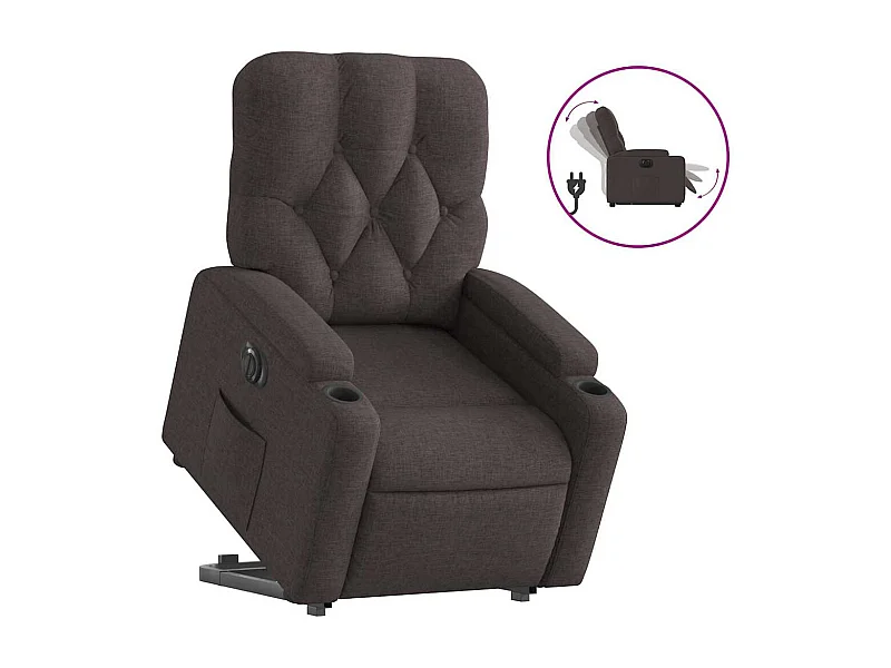 Relaxsessel mit Aufstehhilfe Elektrisch | Lounge Sessel indoor Dunkelbraun Stoff SHL41481