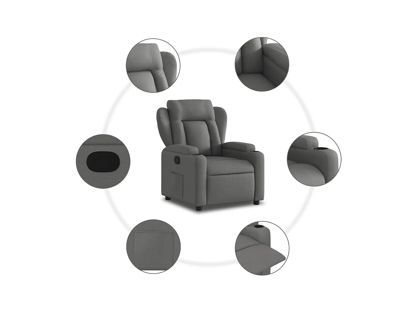 Sillón de relax | Silla | Sillón reclinable de tela gris oscuro SHL4454