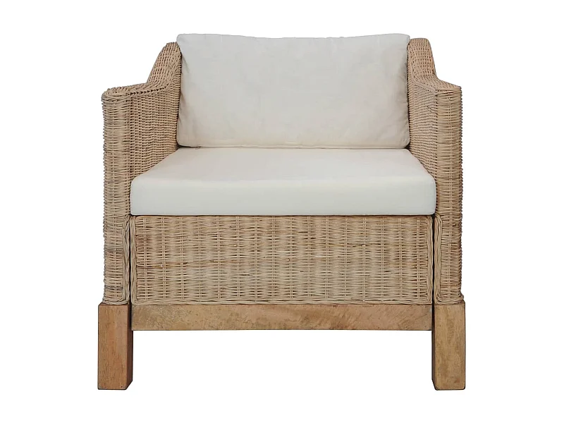Fauteuil salon-Chaise-Fauteuil avec coussins Rotin naturel SHL1215