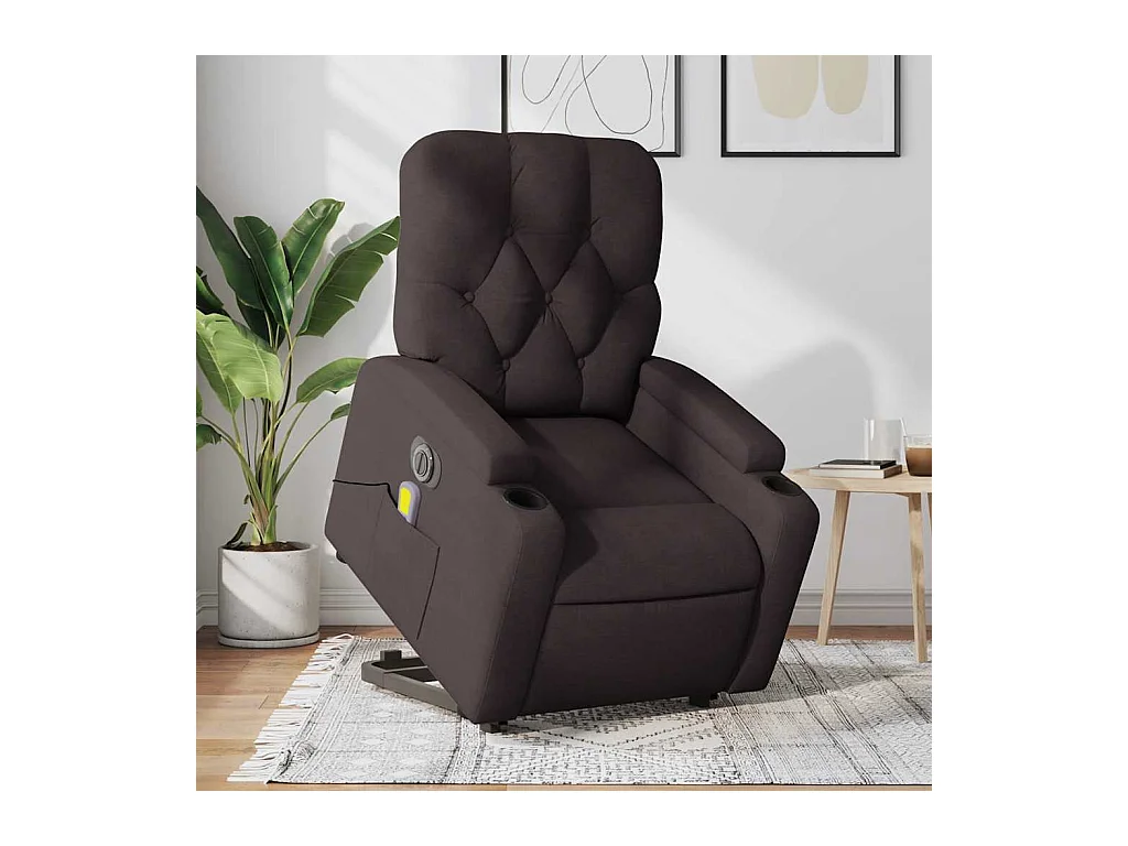 Sillón de salón | Silla | Sillón masaje eléctrico reclinable elevable tela marrón oscuro SHL3337