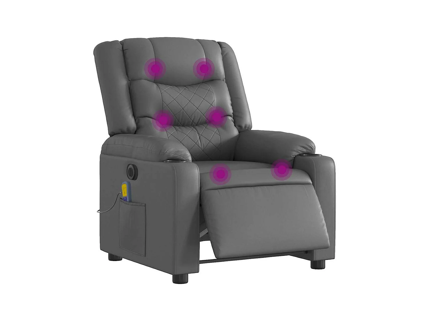 Sillón de salón | Silla | Sillón de masaje reclinable eléctrico cuero sintético gris SHL5711