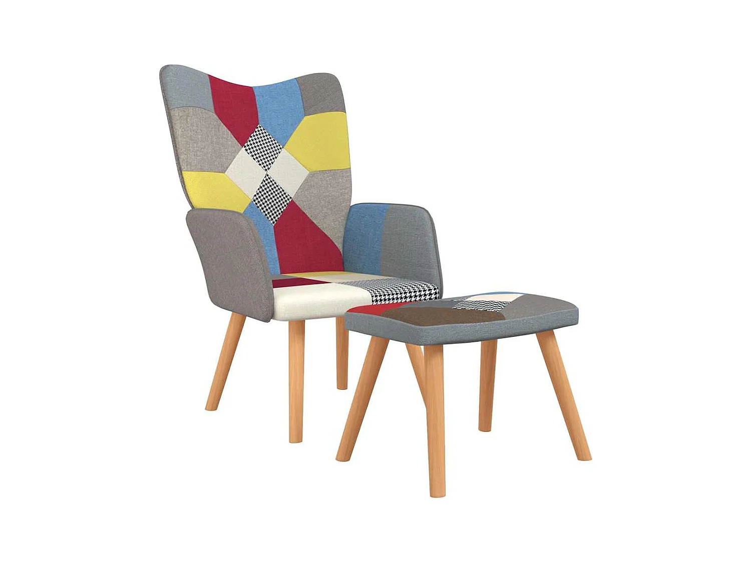 Fauteuil de relaxation Scandinave avec repose-pied Patchwork Tissu SHL5008