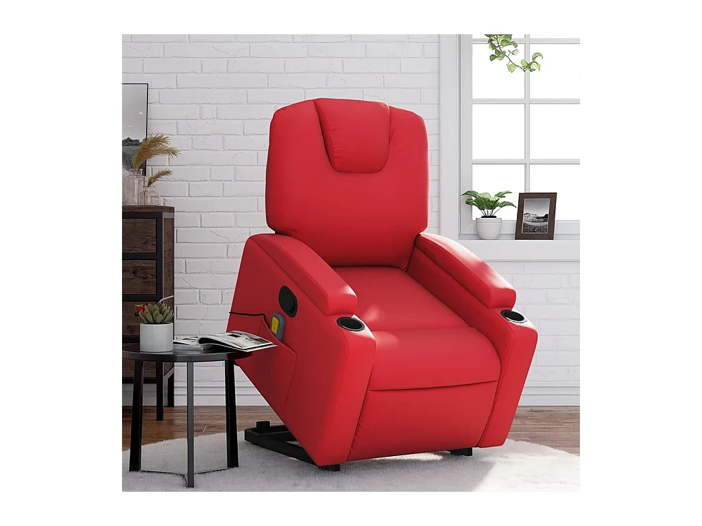 Fauteuil inclinable-Chaise de relax-Fauteuil de Massage Rouge Similicuir SHL2844
