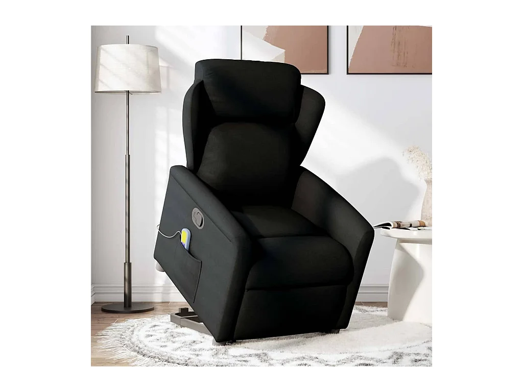 Fauteuil inclinable-Chaise de relax-Fauteuil de Massage Noir Tissu SHL5283