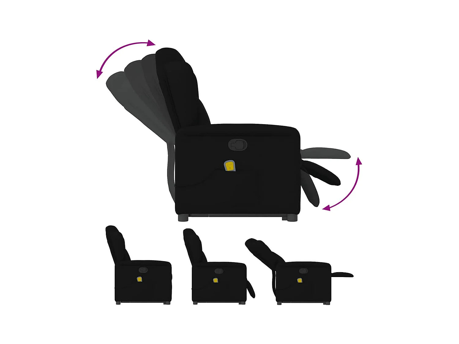 Sillón de relax | Sillón reclinable de masaje elevable tela negro SHL9844