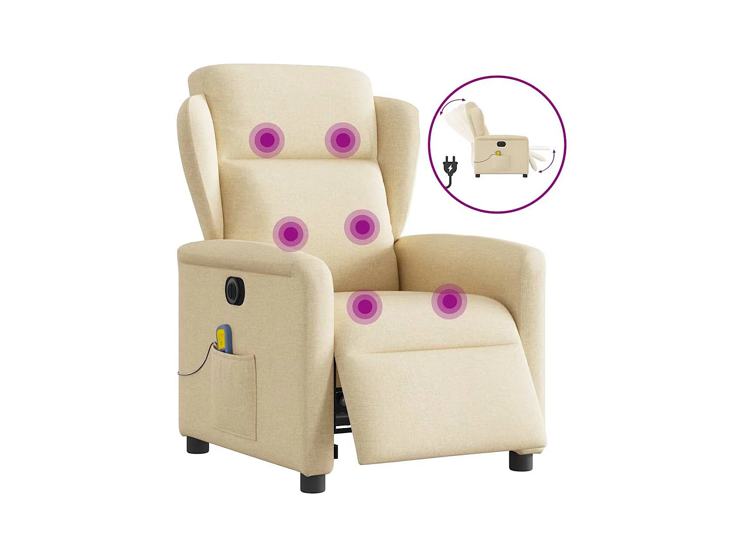 Poltrona de massagens reclinável elétrica tecido creme SHL248607