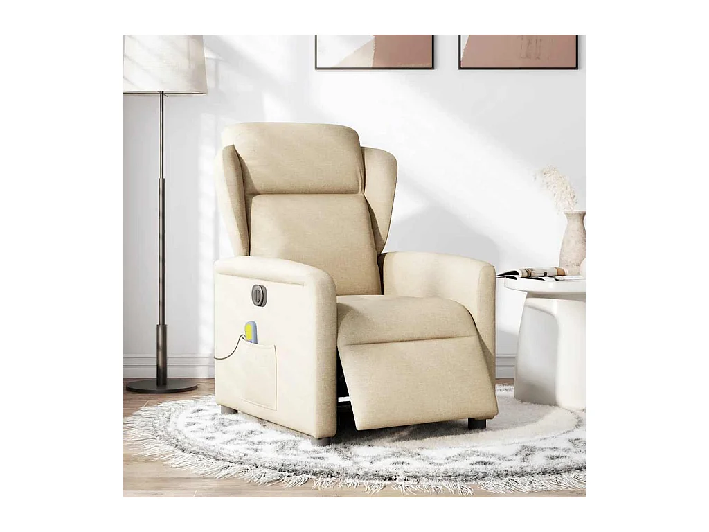 Fauteuil inclinable électrique-Chaise de relax-Fauteuil de Massage crème tissu SHL3588