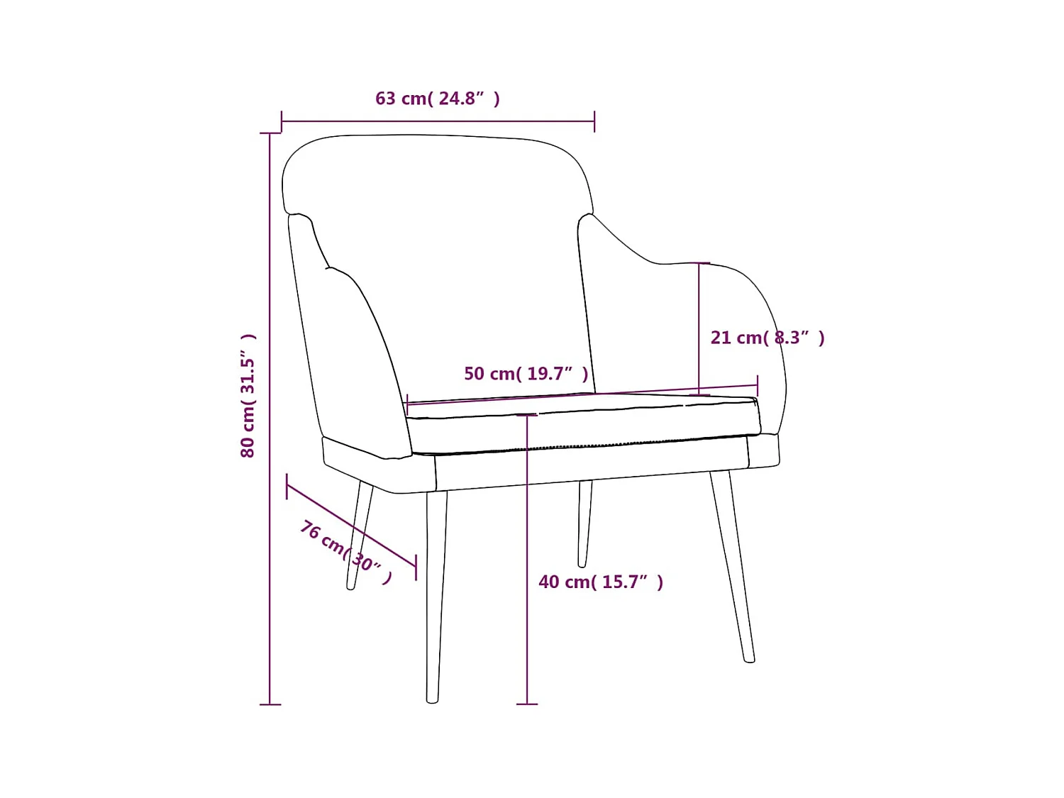 Sillón de salón | Silla de relax | Sillón de terciopelo negro 63x76x80 cm SHL4034