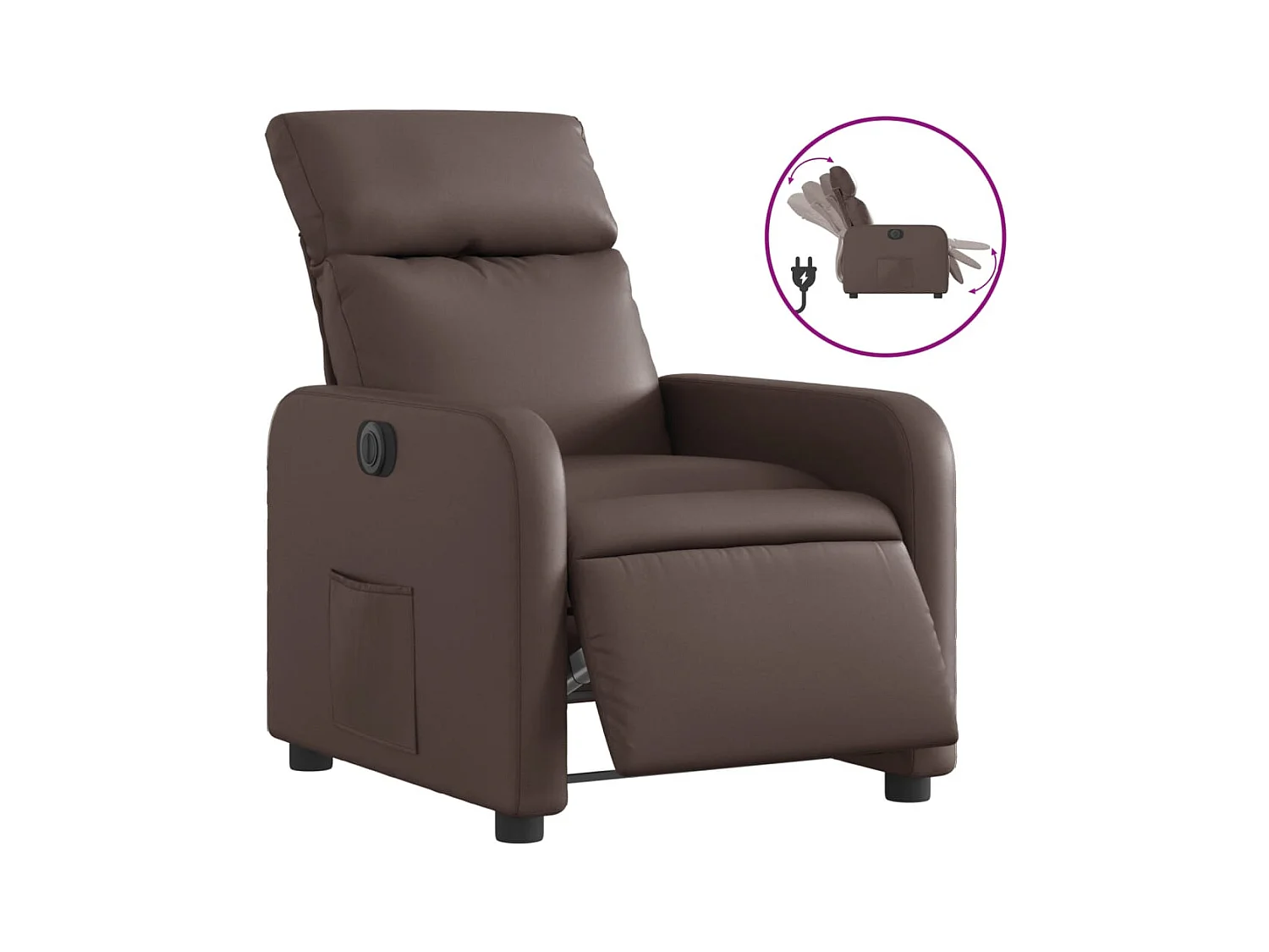 Sillón de relax | Silla | Sillón reclinable eléctrico de cuero sintético marrón SHL5473