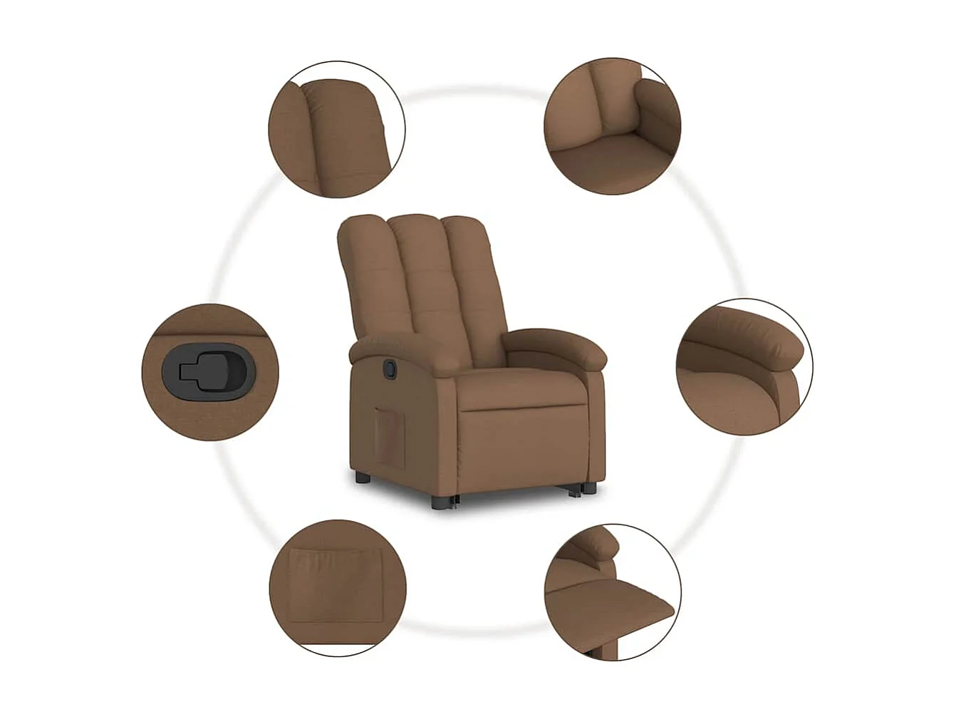 Fauteuil inclinable-Chaise de relax-Fauteuil salon Marron Tissu SHL4401