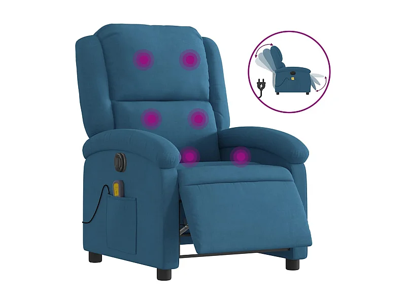 Fauteuil inclinable électrique-Chaise-Fauteuil de Massage bleu velours SHL1284